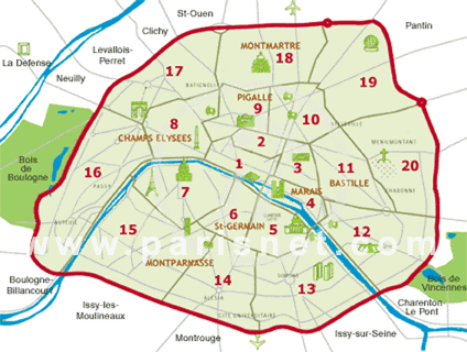 Paris France Map Of Arrondissements - Alysia Margeaux